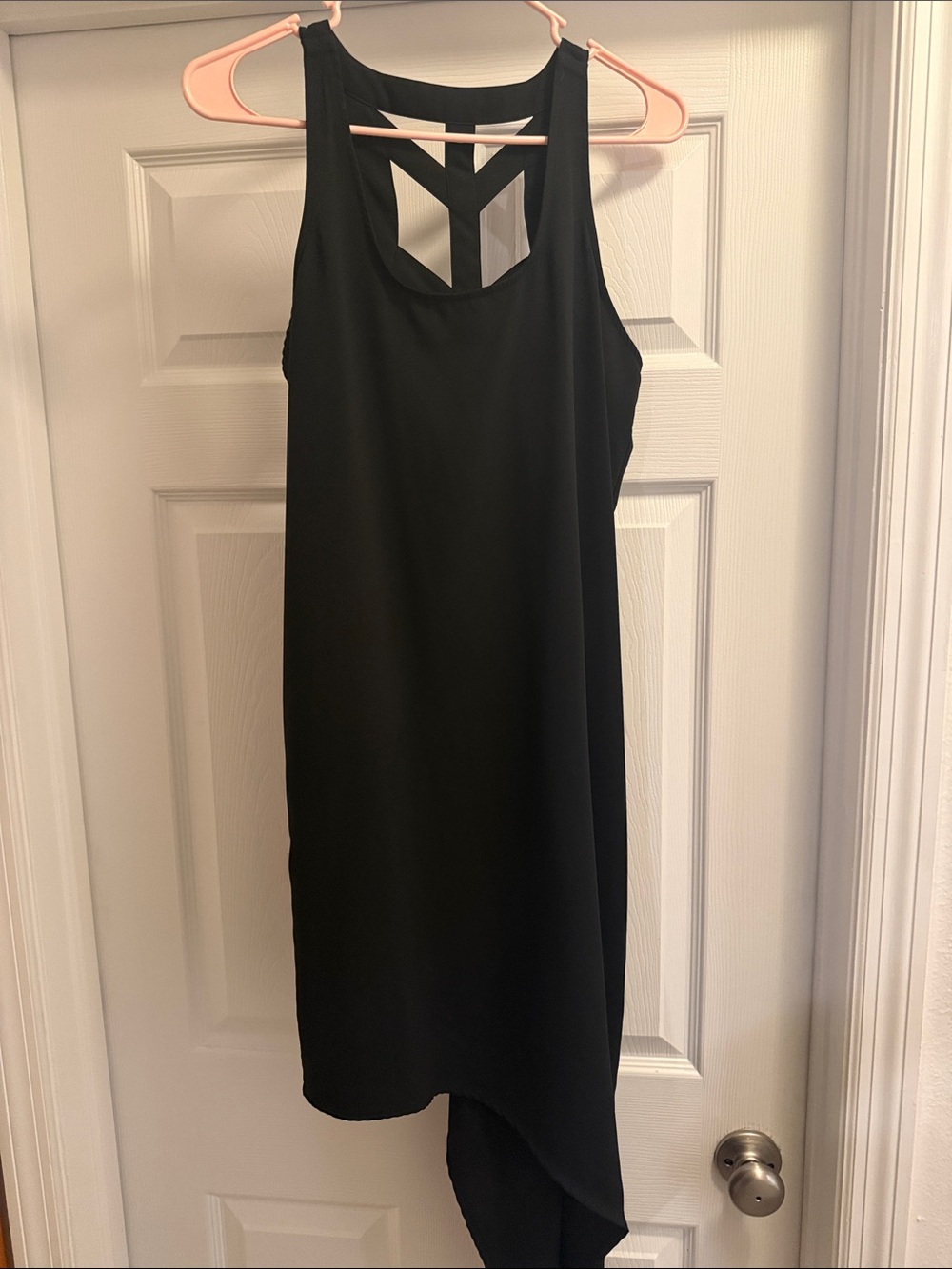 White House Black Market Black Asymmetrical Racerback Dress